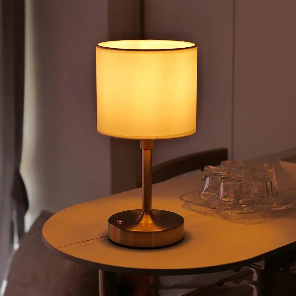 Fabric Desk Lamp Rechargeable Touch Table Lamp Replaceable E12 Bulb 2700K For Restaurant Hotel Room Bedside Decor Lighing - Velvet Haven
