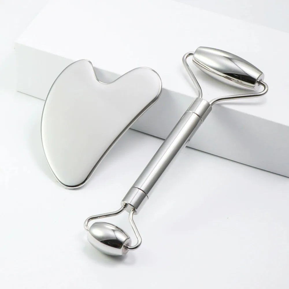Face Ice Roller & Stainless Steel Gua Sha Massage Tool - Velvet Haven