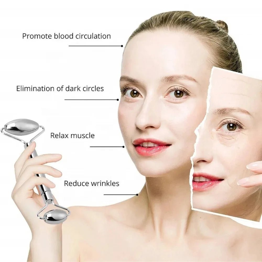 Face Ice Roller & Stainless Steel Gua Sha Massage Tool - Velvet Haven