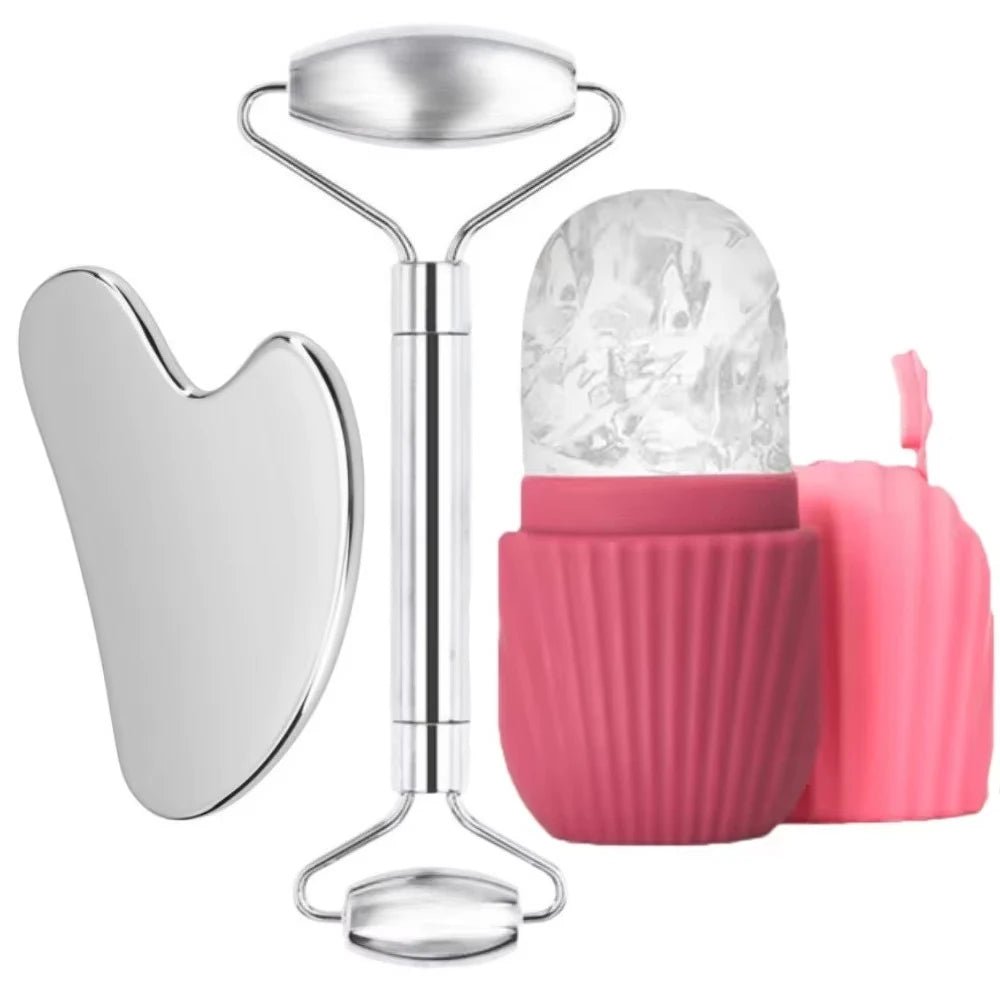 Face Ice Roller & Stainless Steel Gua Sha Massage Tool - Velvet Haven