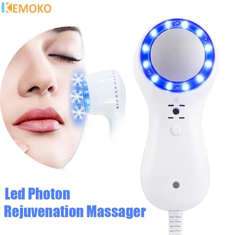 Facial Cold Hammer Cooling Skin Care Device with Blue LED - Velvet Haven
