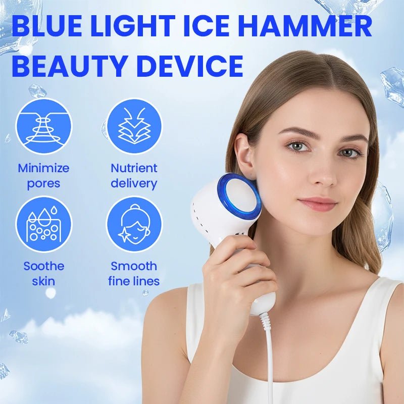 Facial Cold Hammer Cooling Skin Care Device with Blue LED - Velvet Haven