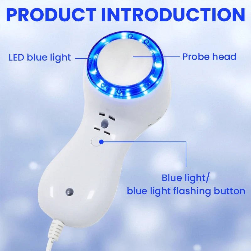 Facial Cold Hammer Cooling Skin Care Device with Blue LED - Velvet Haven