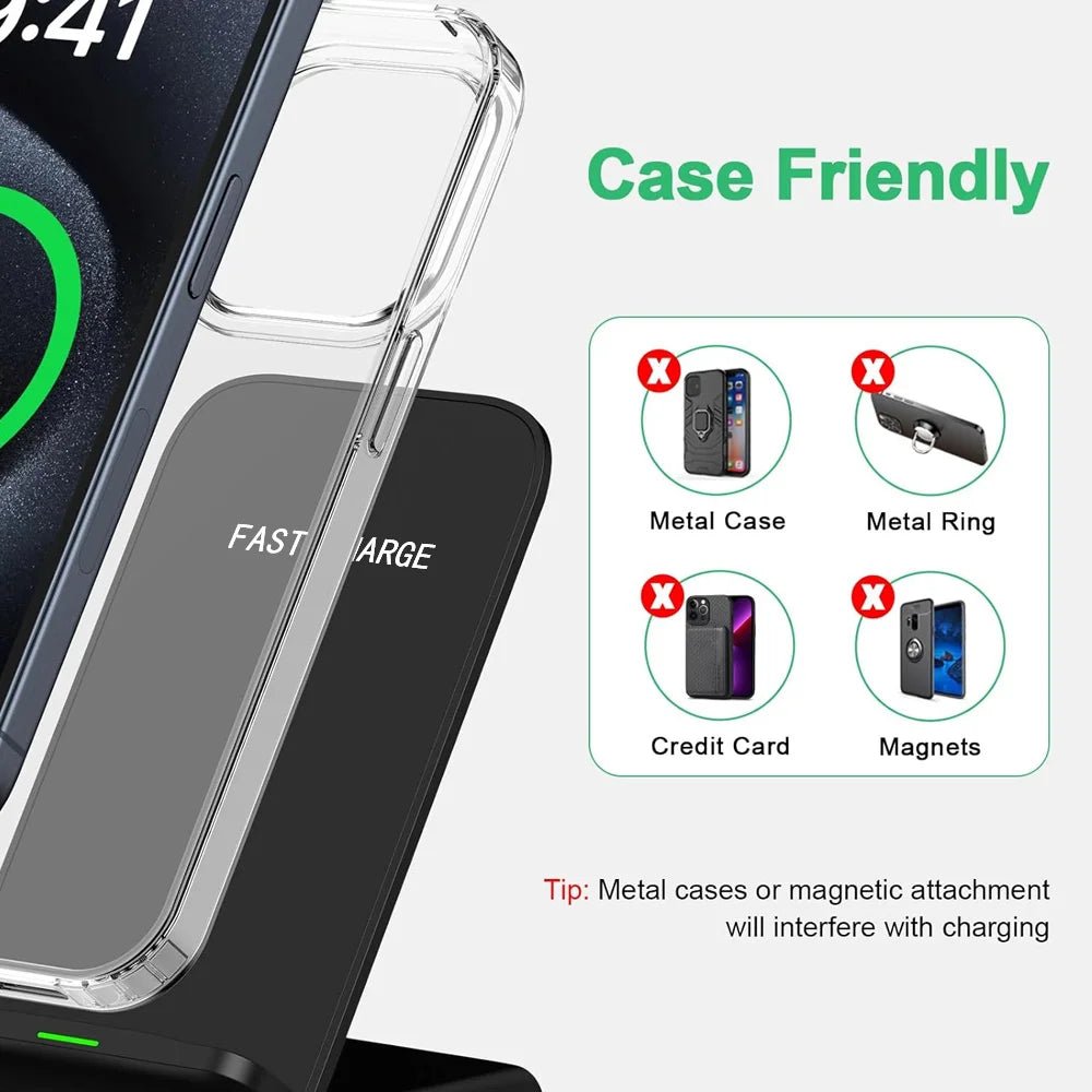 Fast Wireless Charging Stand Compatible with Samsung S24/S23/S22/S21 Ultra, iPhone 17‑12 Pro Max & Xiaomi Smartphones - Velvet Haven
