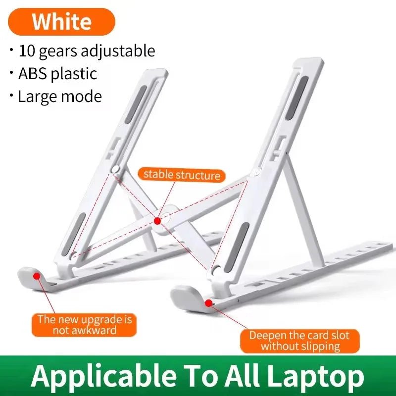 Foldable Laptop Stand Adjustable Portable Foldable Bracket Support Base ABS Plastic Holder For Macbook Laptop PC Accessories - Velvet Haven