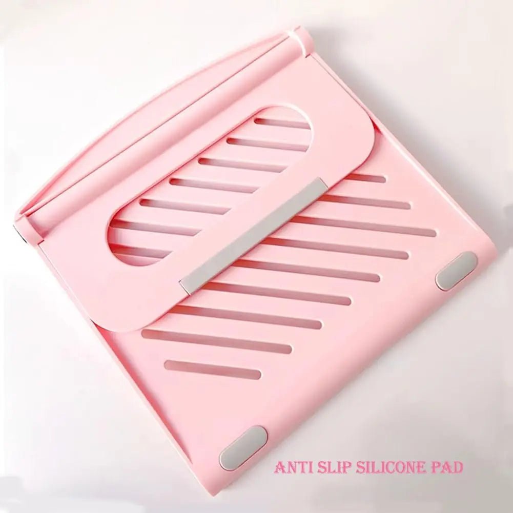 Foldable Laptop Stand for Desk, Adjustable Multi-Angle Computer Holder, Ventilated Riser for Notebooks up to 17 Inches, Pink - Velvet Haven