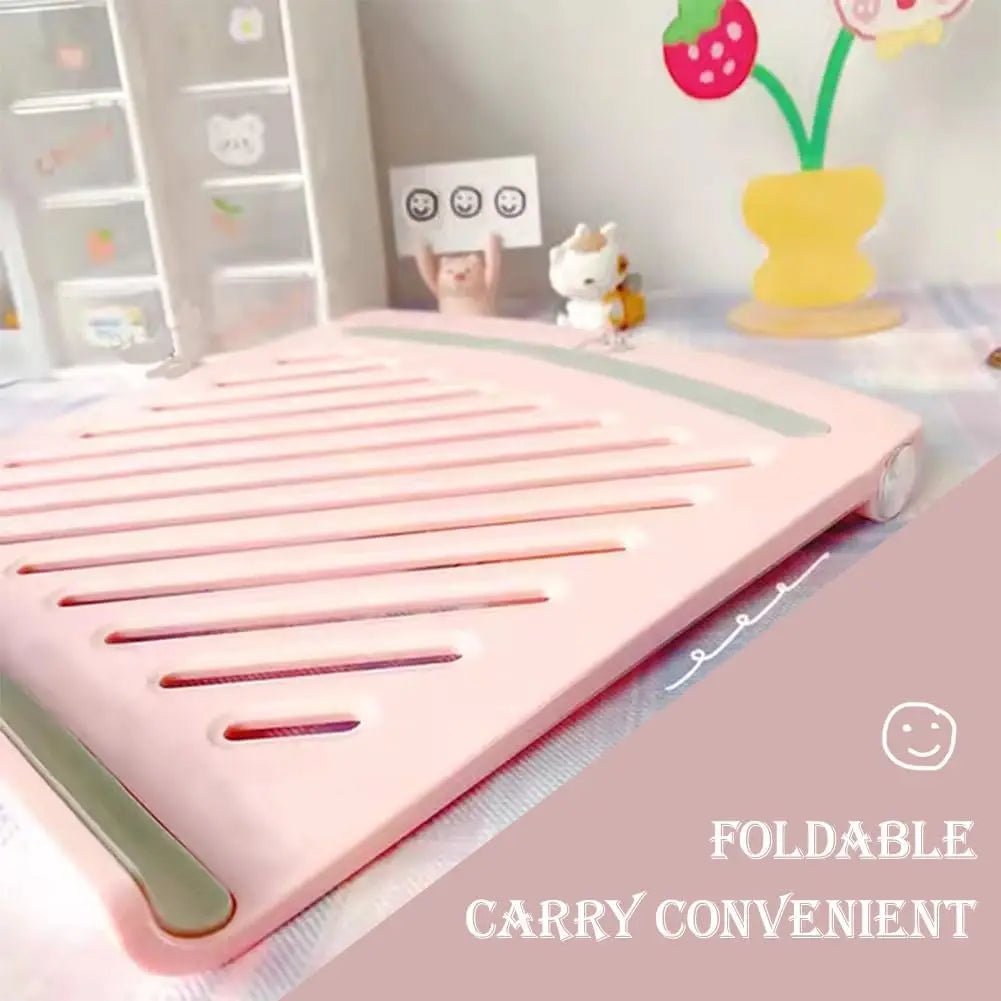 Foldable Laptop Stand for Desk, Adjustable Multi-Angle Computer Holder, Ventilated Riser for Notebooks up to 17 Inches, Pink - Velvet Haven