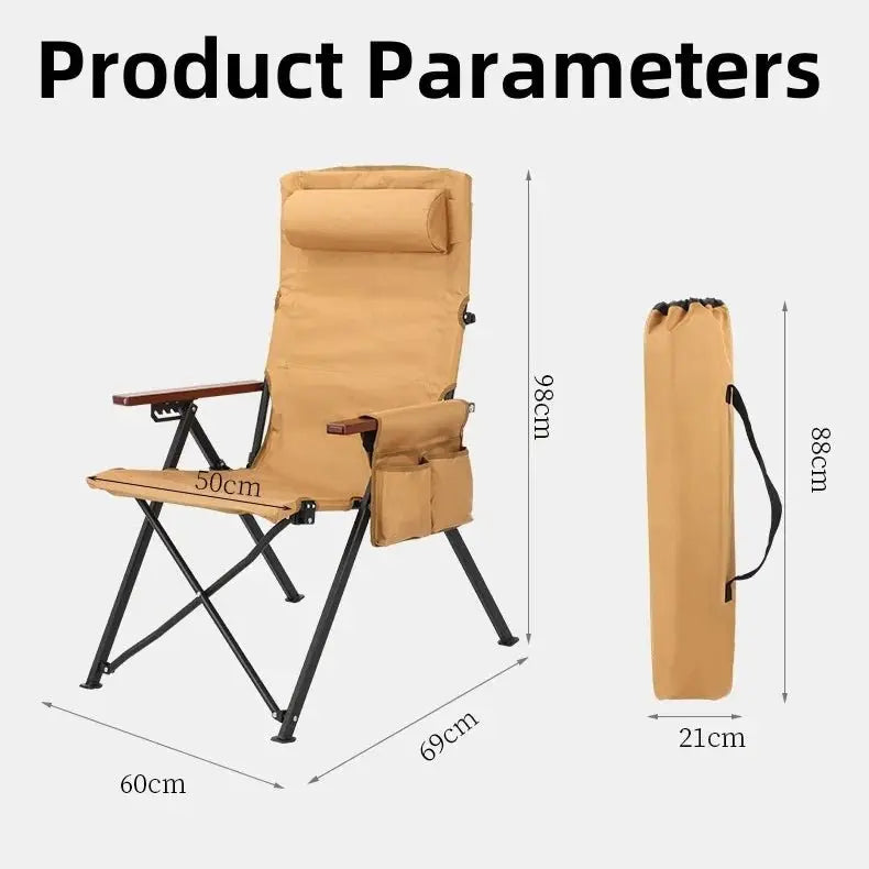Foldable Metal Camping Chair With Cup Holder Armrest For Beach Outdoor Concerts Sports Travel Garden Use - Velvet Haven