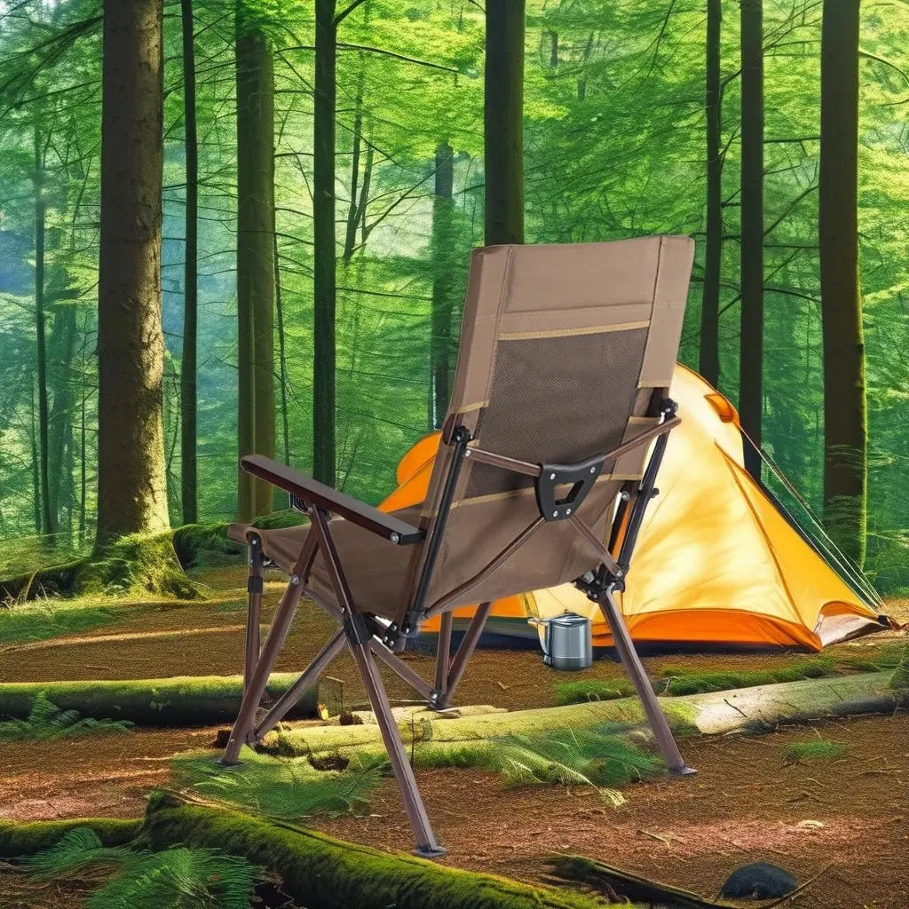 Foldable Metal Camping Chair With Cup Holder Armrest For Beach Outdoor Concerts Sports Travel Garden Use - Velvet Haven