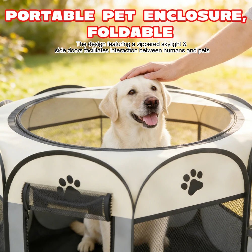 Foldable Octagonal Pet Playpen & Portable Travel Tent - Spacious Indoor/Outdoor Kennel Cage with Scratch-Resistant Oxford Fabric for Dogs, Cats, Puppies, and All Small Animals | Easy Setup, Durable & Easy to Carry | Plus, 1 R - Velvet Haven