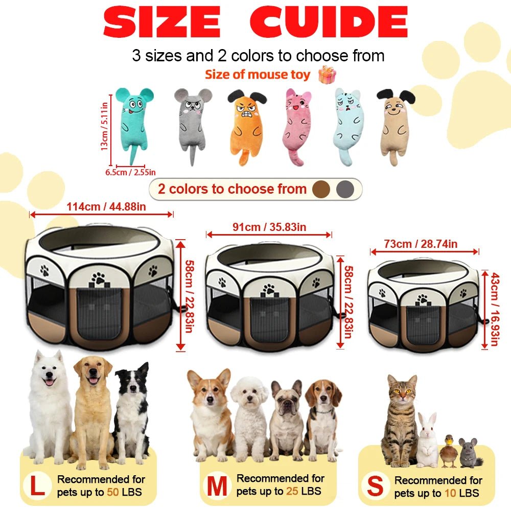 Foldable Octagonal Pet Playpen & Portable Travel Tent - Spacious Indoor/Outdoor Kennel Cage with Scratch-Resistant Oxford Fabric for Dogs, Cats, Puppies, and All Small Animals | Easy Setup, Durable & Easy to Carry | Plus, 1 R - Velvet Haven