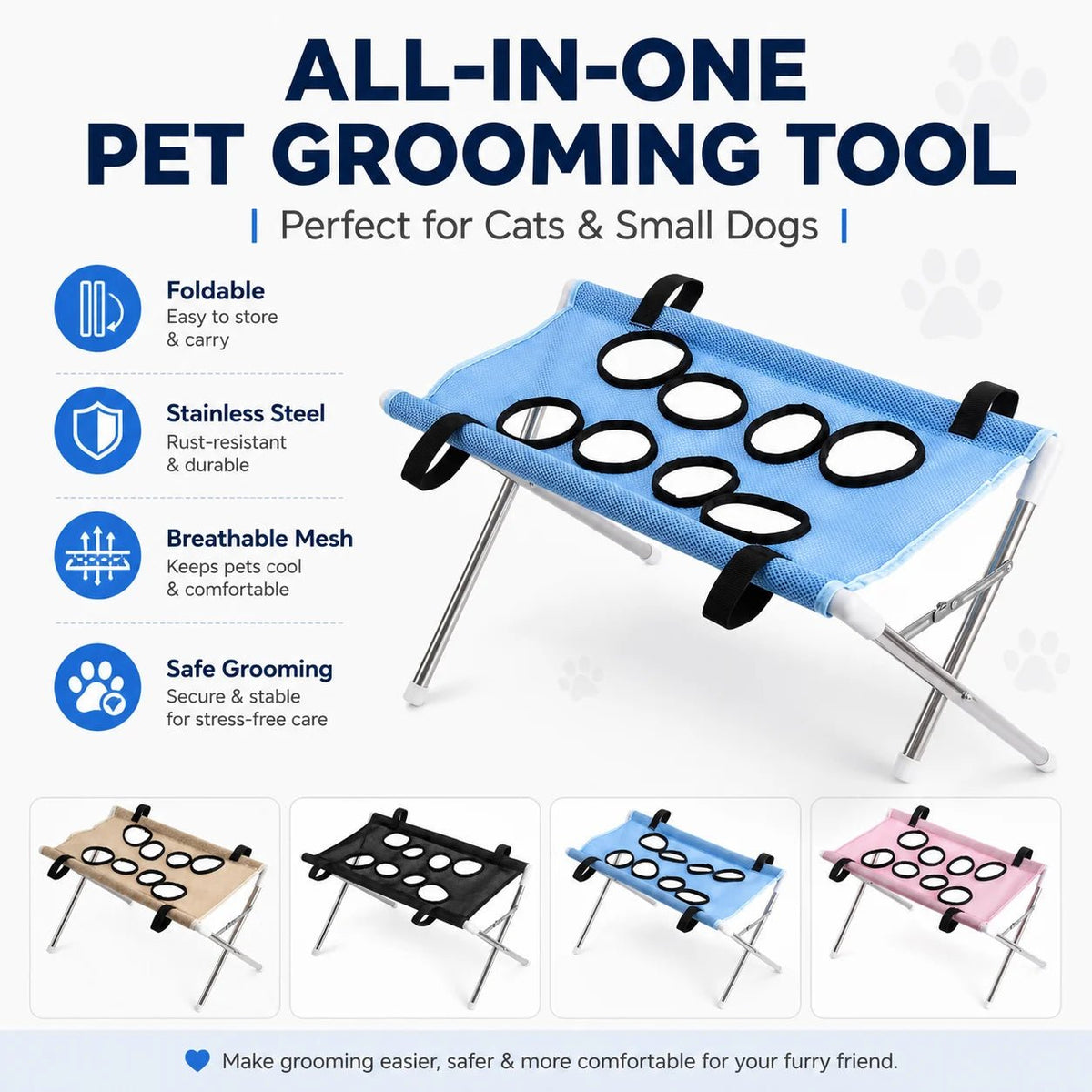 Foldable Pet Grooming Hammock Stand for Dog & Cat Nail Clipping - Velvet Haven