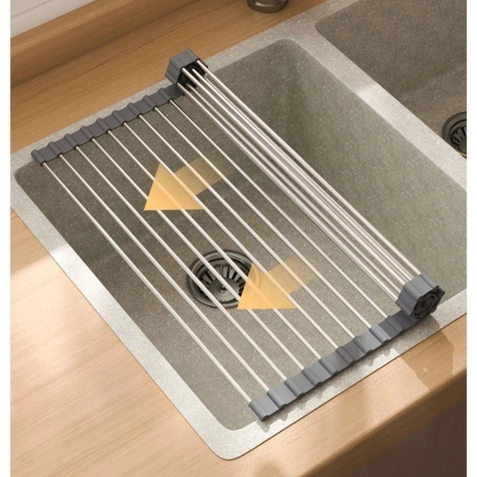 Foldable Roll-Up Sink Drain Rack Heat Resistant Kitchen Organizer for Dishes, Chopsticks, Fruits & Vegetables - Velvet Haven