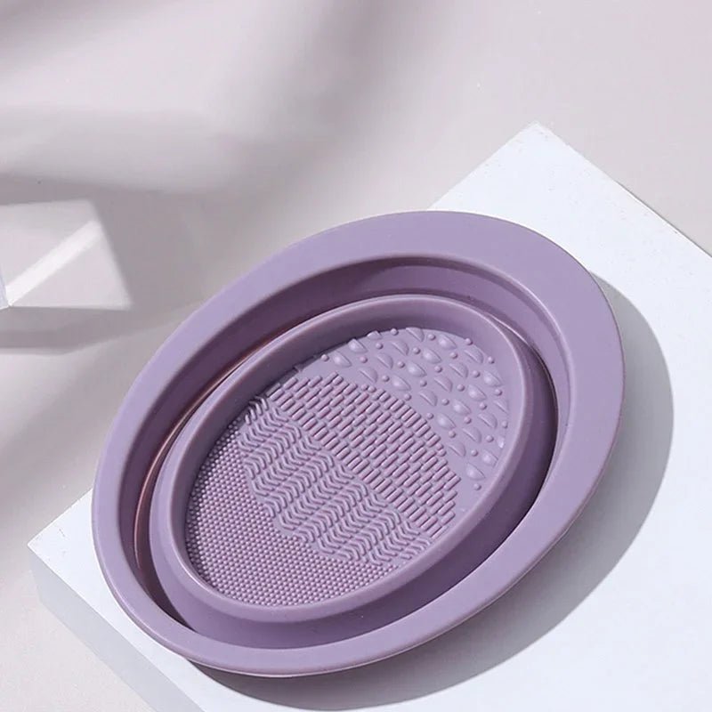 Foldable Silicone Makeup Brush Cleaner Bowl - 13 x 9 cm - Velvet Haven