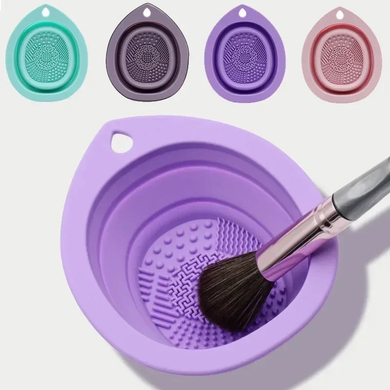 Foldable Silicone Makeup Brush Cleaner Bowl & Scrub Mat for Brushes and Sponges - Velvet Haven