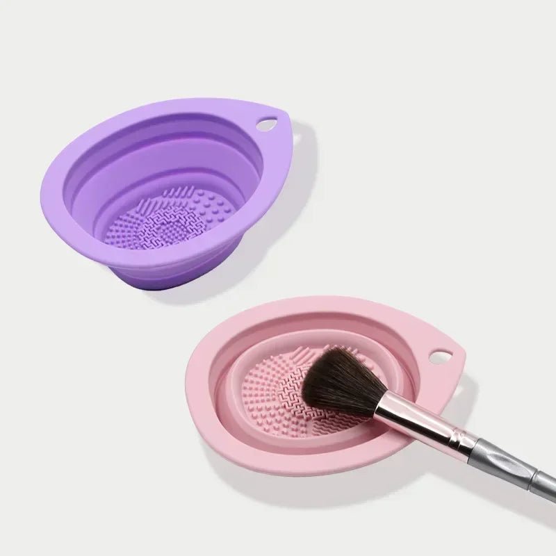 Foldable Silicone Makeup Brush Cleaner Bowl & Scrub Mat for Brushes and Sponges - Velvet Haven