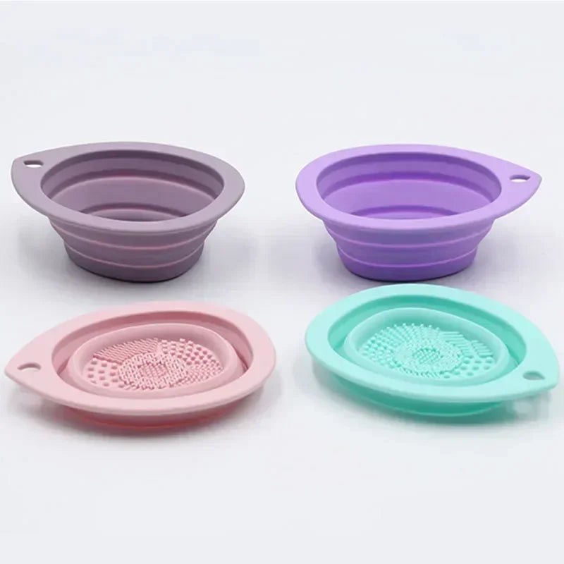 Foldable Silicone Makeup Brush Cleaner Bowl & Scrub Mat for Brushes and Sponges - Velvet Haven