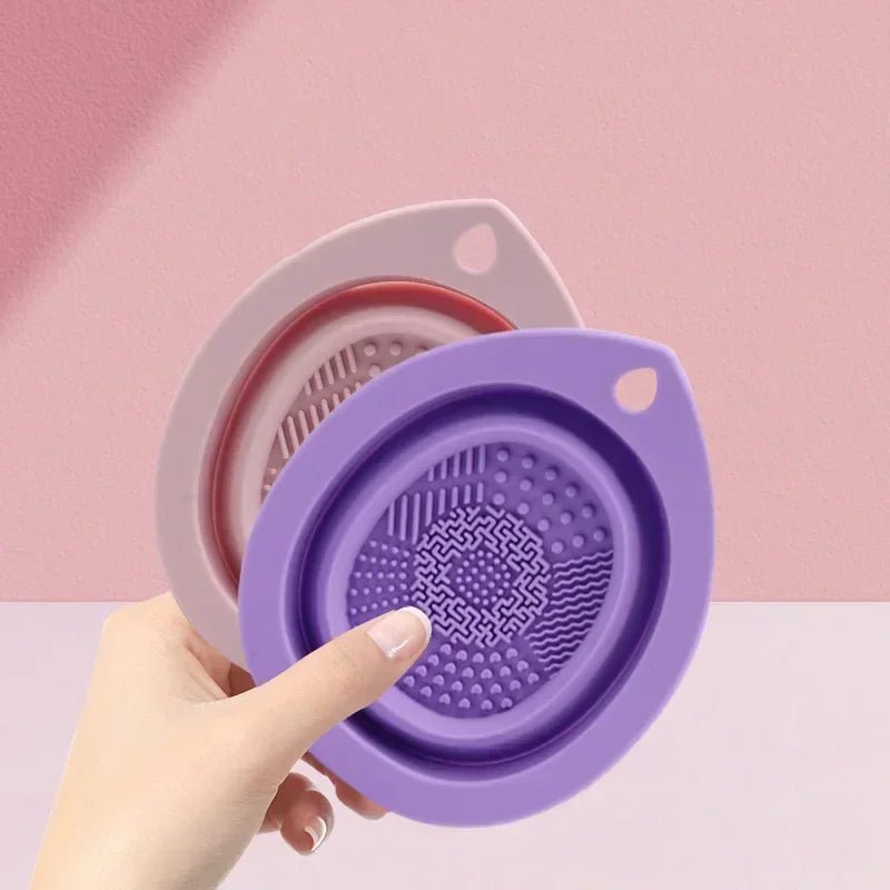 Foldable Silicone Makeup Brush Cleaner Bowl & Scrub Mat for Brushes and Sponges - Velvet Haven