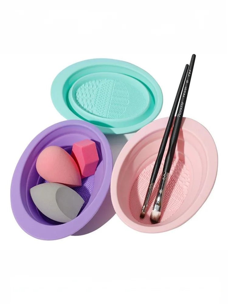 Foldable Silicone Makeup Brush Cleaning Bowl - 1 Pc - Velvet Haven