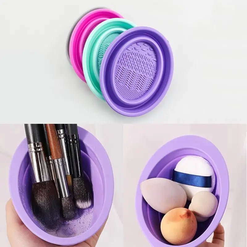 Foldable Silicone Makeup Brush Cleaning Bowl - 1 Pc - Velvet Haven