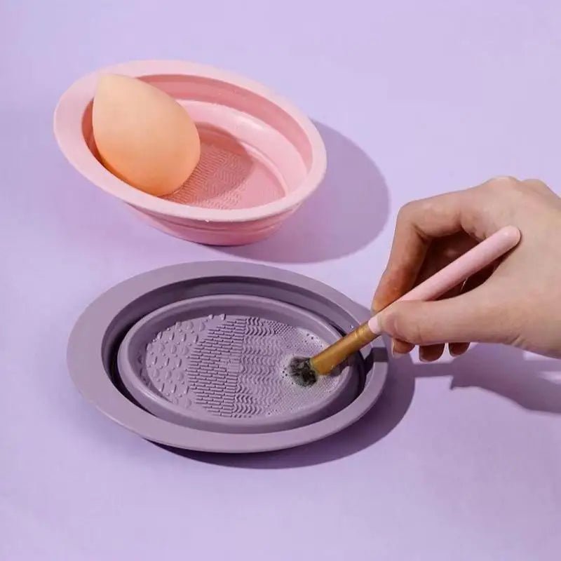 Foldable Silicone Makeup Brush Cleaning Bowl - 1 Pc - Velvet Haven