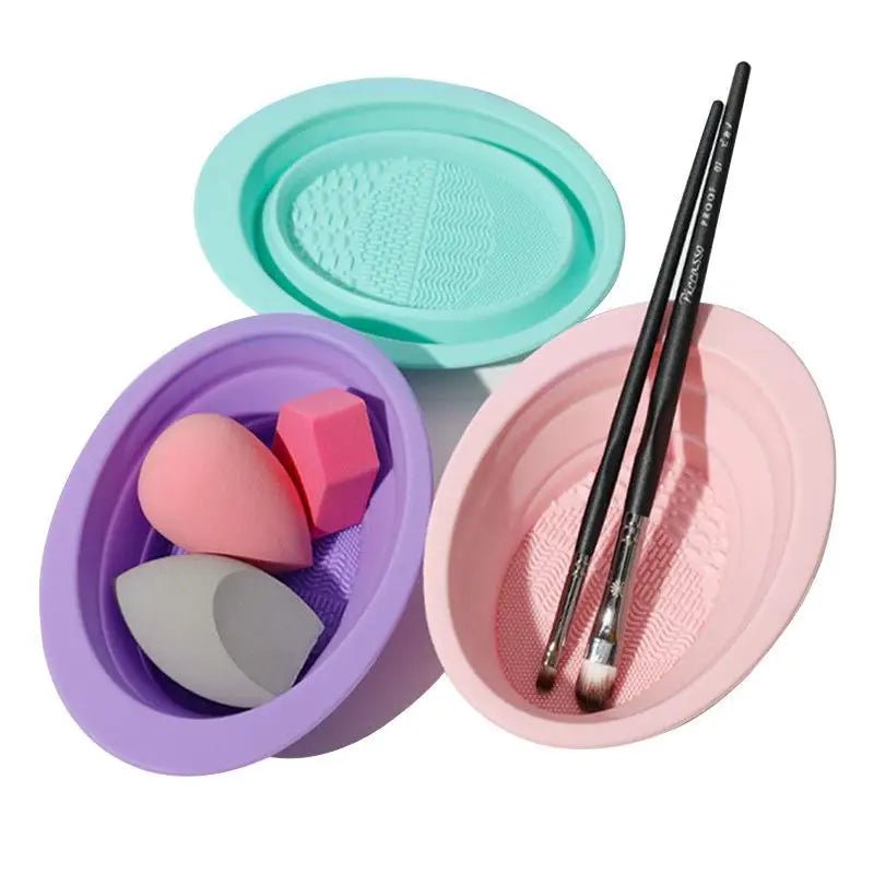 Foldable Silicone Makeup Brush Cleaning Bowl - 1 Pc - Velvet Haven