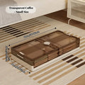 Foldable Under Bed Storage Box with Clear Transparent Flip Lid & Built-in Rolling Wheels, Collapsible Stackable Plastic Underbed Storage Container with Side Gripping Handles, Dustproof Low Profile Organizer for Clothes, Blank - Velvet Haven