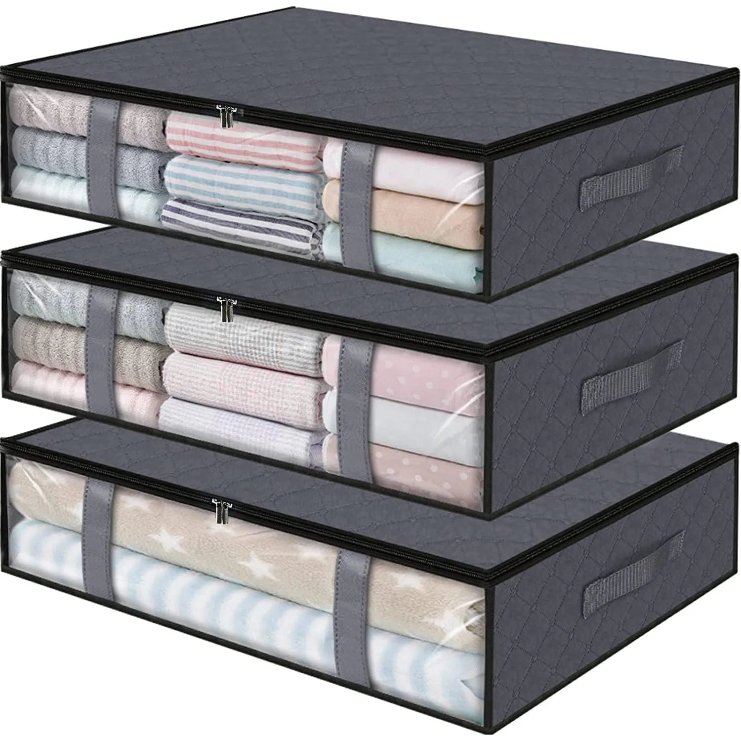Foldable Under Bed Storage Containers with Clear Window Underbed Toy Organizers and Clothing Storage Bags Closet Storage Bins - Velvet Haven