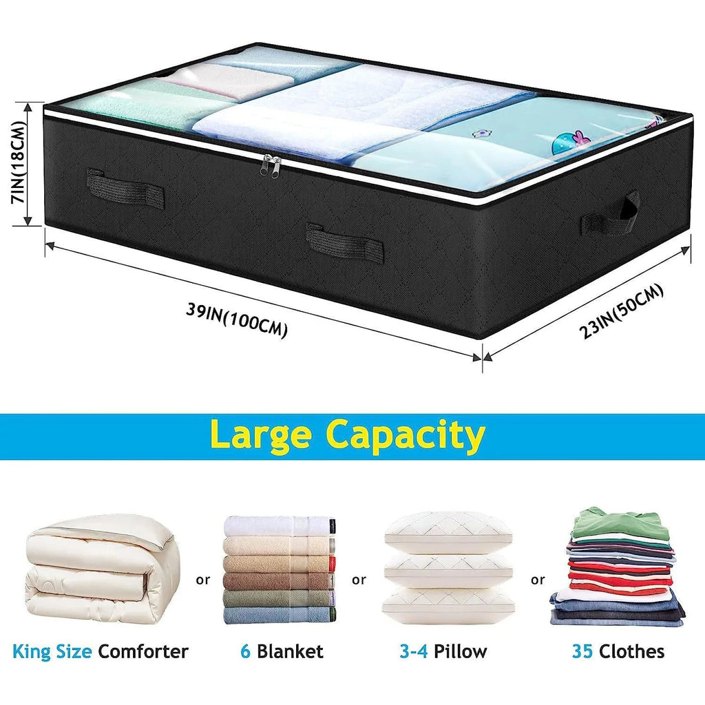 Foldable Under Bed Storage Containers with Clear Window Underbed Toy Organizers and Clothing Storage Bags Closet Storage Bins - Velvet Haven