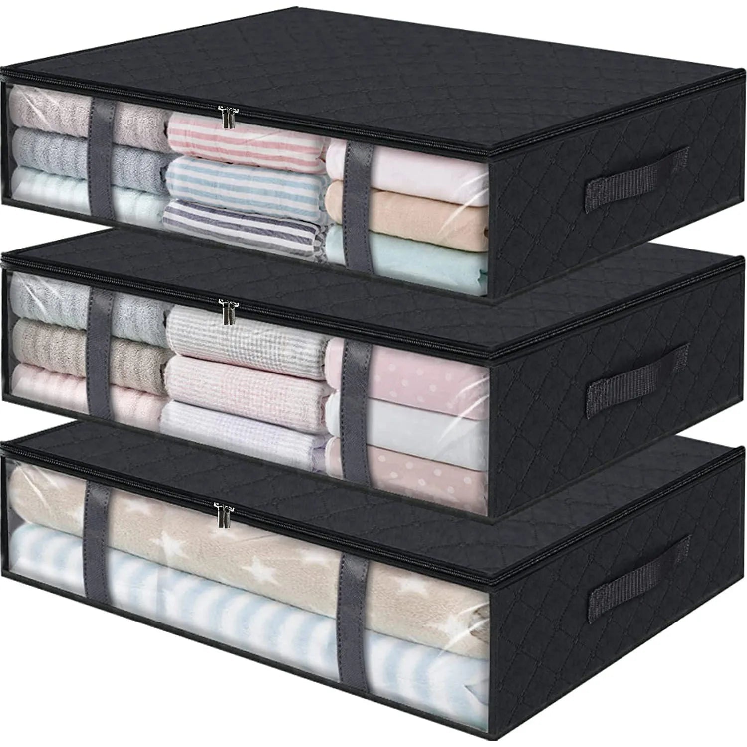 Foldable Under Bed Storage Containers with Clear Window Underbed Toy Organizers and Clothing Storage Bags Closet Storage Bins - Velvet Haven