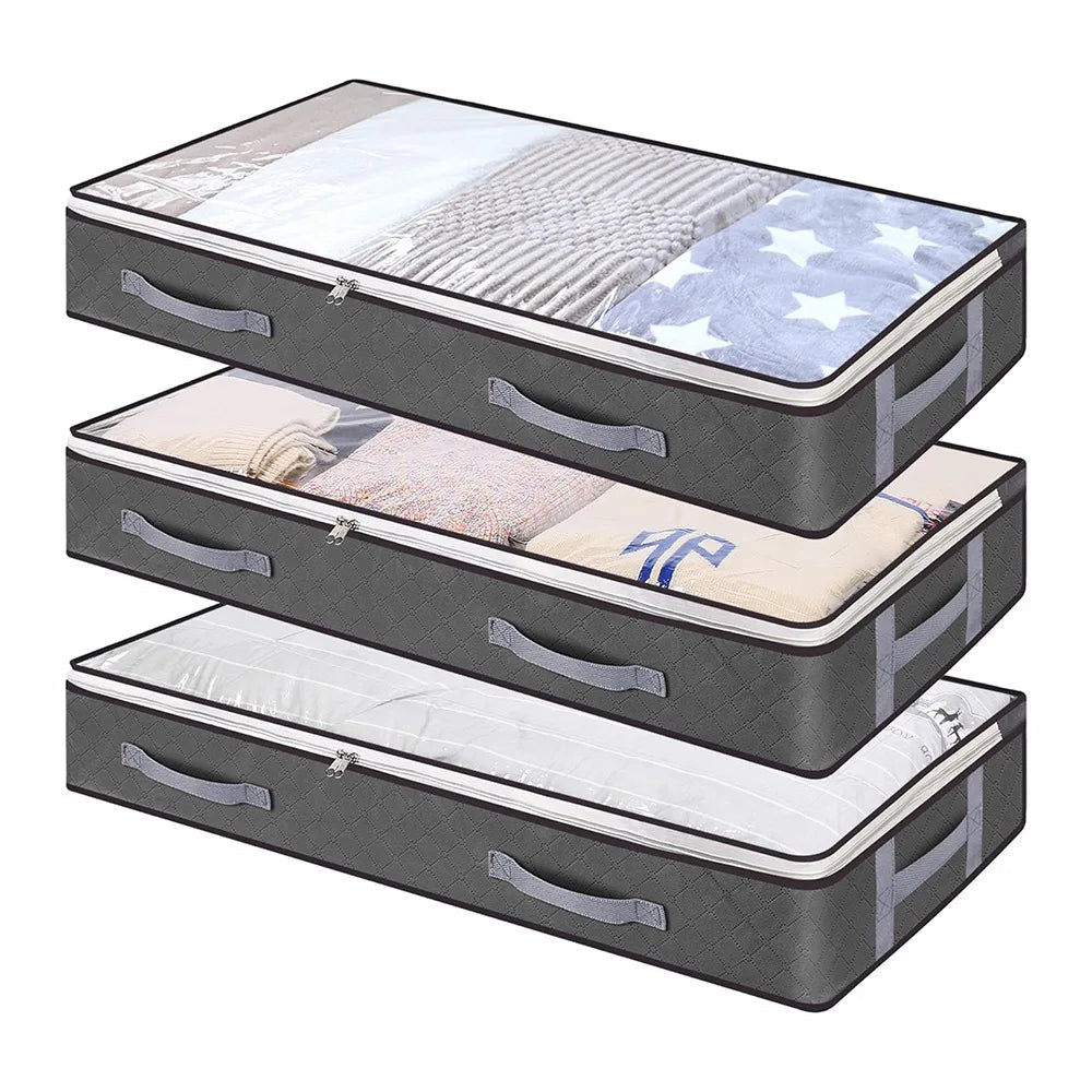 Foldable Under Bed Storage Containers with Clear Window Underbed Toy Organizers and Clothing Storage Bags Closet Storage Bins - Velvet Haven