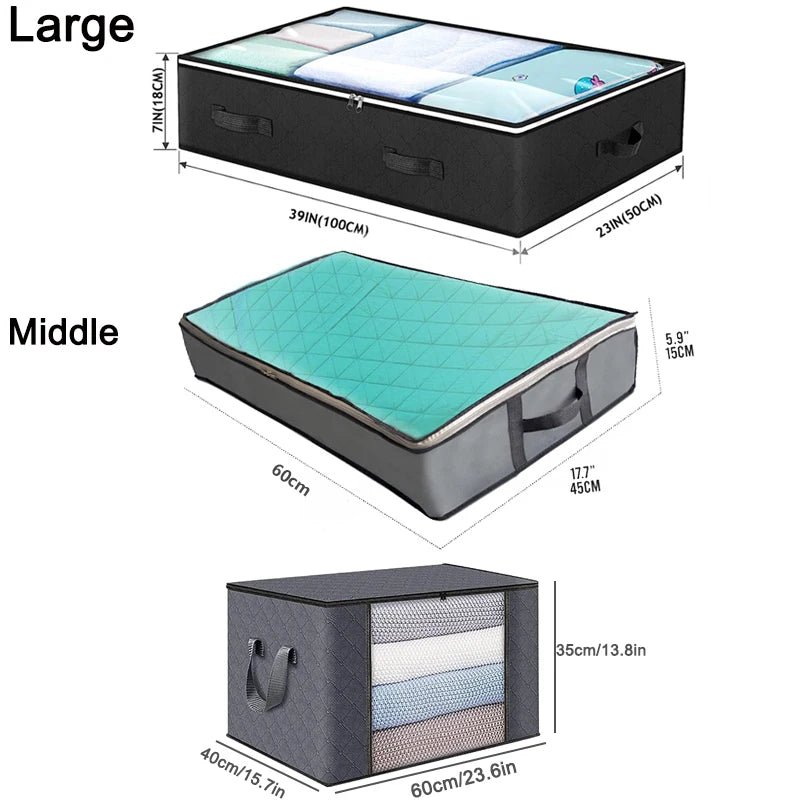 Foldable Under Bed Storage Containers with Clear Window Underbed Toy Organizers and Clothing Storage Bags Closet Storage Bins - Velvet Haven