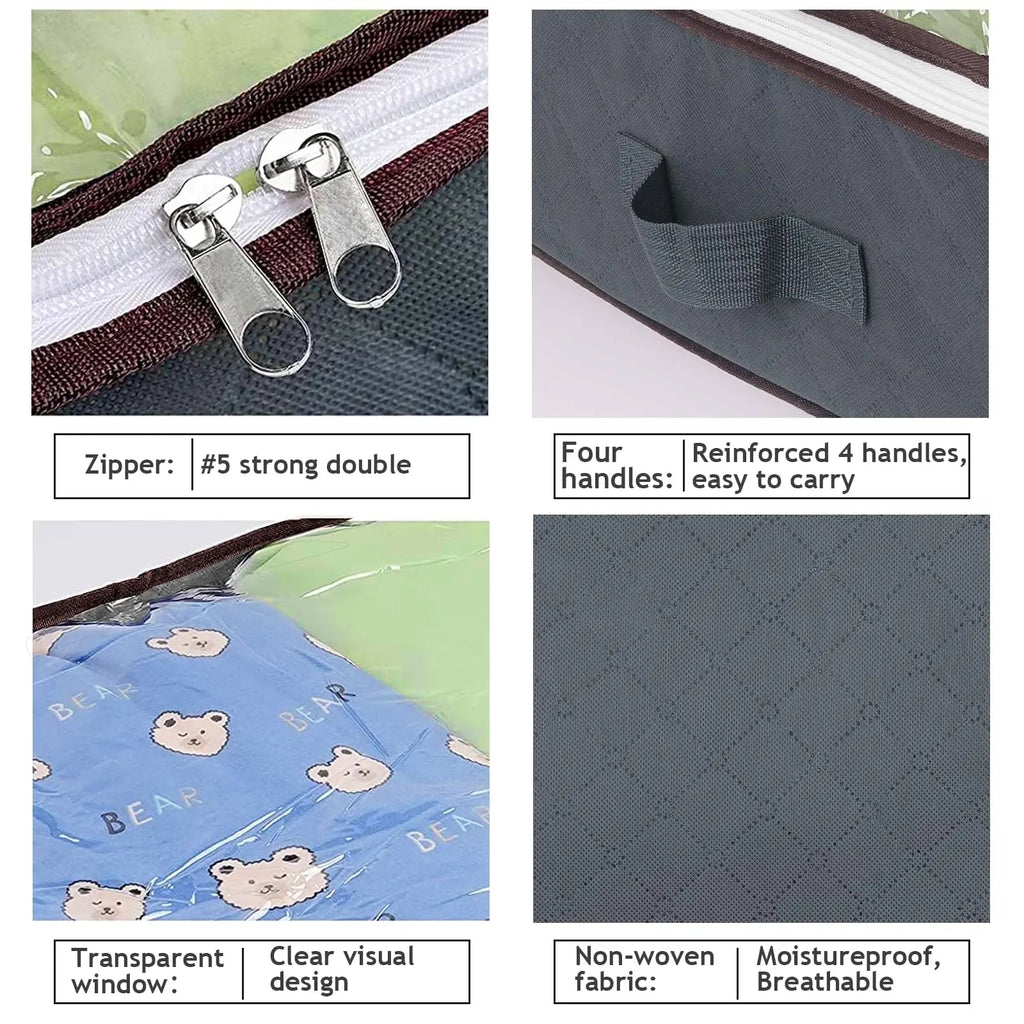 Foldable Under Bed Storage Containers with Clear Window Underbed Toy Organizers and Clothing Storage Bags Closet Storage Bins - Velvet Haven