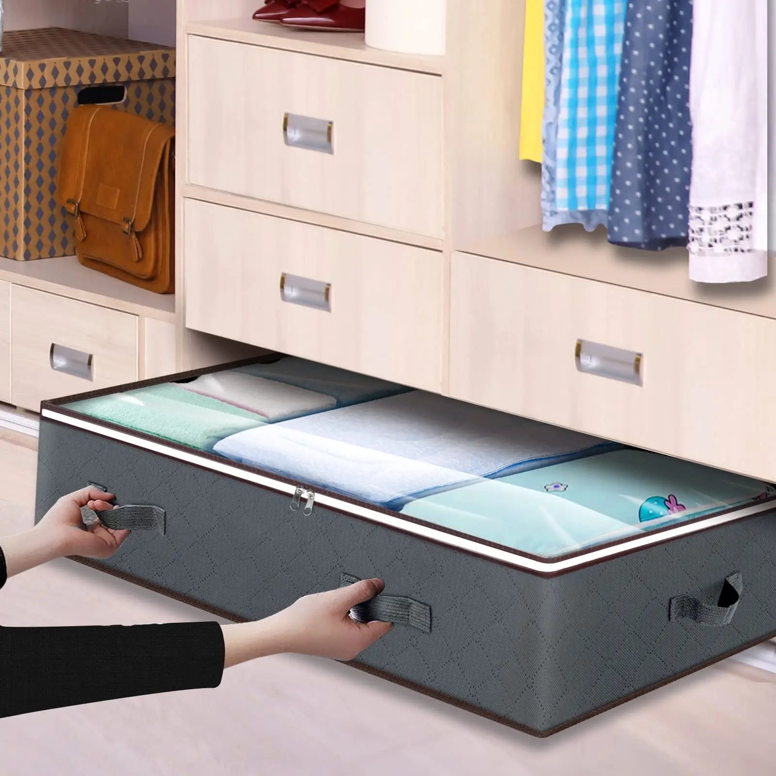 Foldable Under Bed Storage Containers with Clear Window Underbed Toy Organizers and Clothing Storage Bags Closet Storage Bins - Velvet Haven