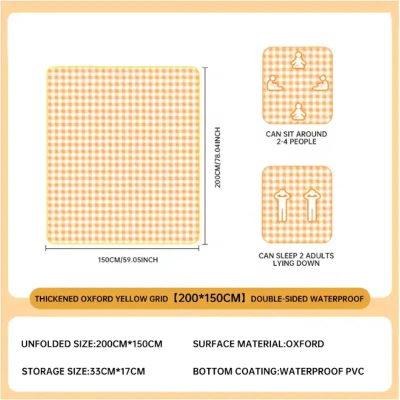 Folding Camping Mat Picnic Blankets Tent Mat Beach Waterproof Mat Sandproof Blanket Picnic Blanket Large YYDZ03 - Velvet Haven