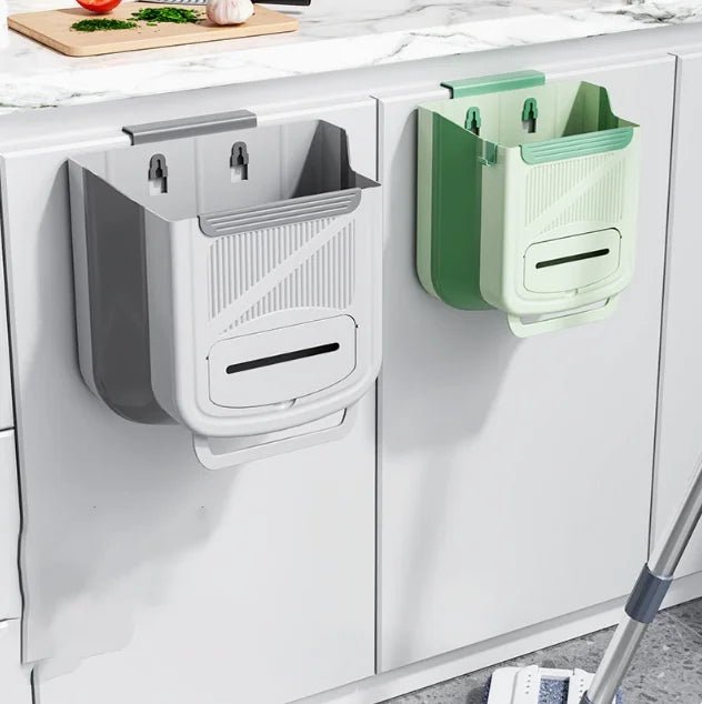 Folding Hanging Trash Can for Cabinet Door or Wall - Velvet Haven