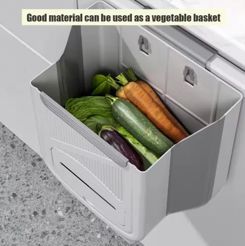 Folding Hanging Trash Can for Cabinet Door or Wall - Velvet Haven