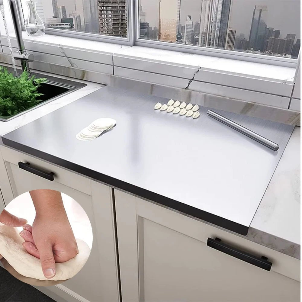 304 Stainless Steel Cutting Board with Non-Slip Edge - Velvet Haven