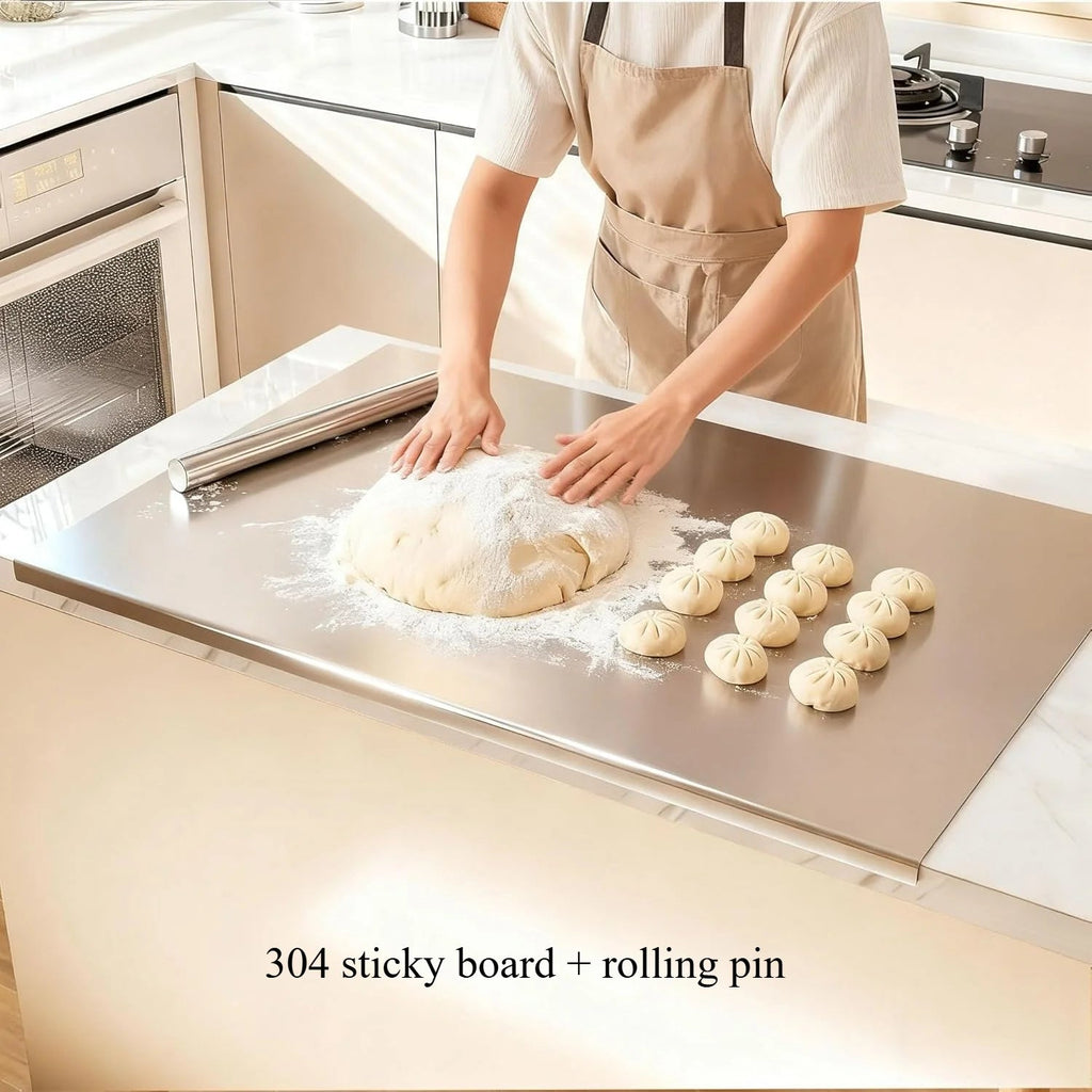 304 Stainless Steel Cutting Board with Non-Slip Edge - Velvet Haven