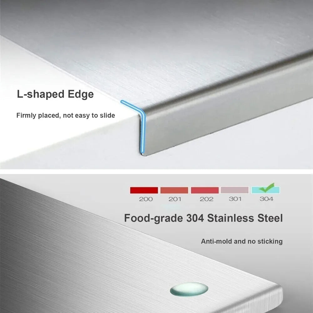 304 Stainless Steel Cutting Board with Non-Slip Edge - Velvet Haven
