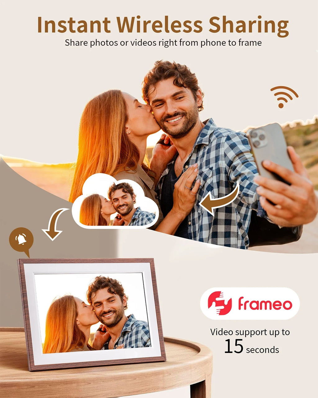 Frameo 10.1 Inch Digital Picture Frame，WiFi Electronic Frame，1280 * 800IPS HD Cloud Smart Digital Photo Frame,32GB Storage, Wall - Velvet Haven