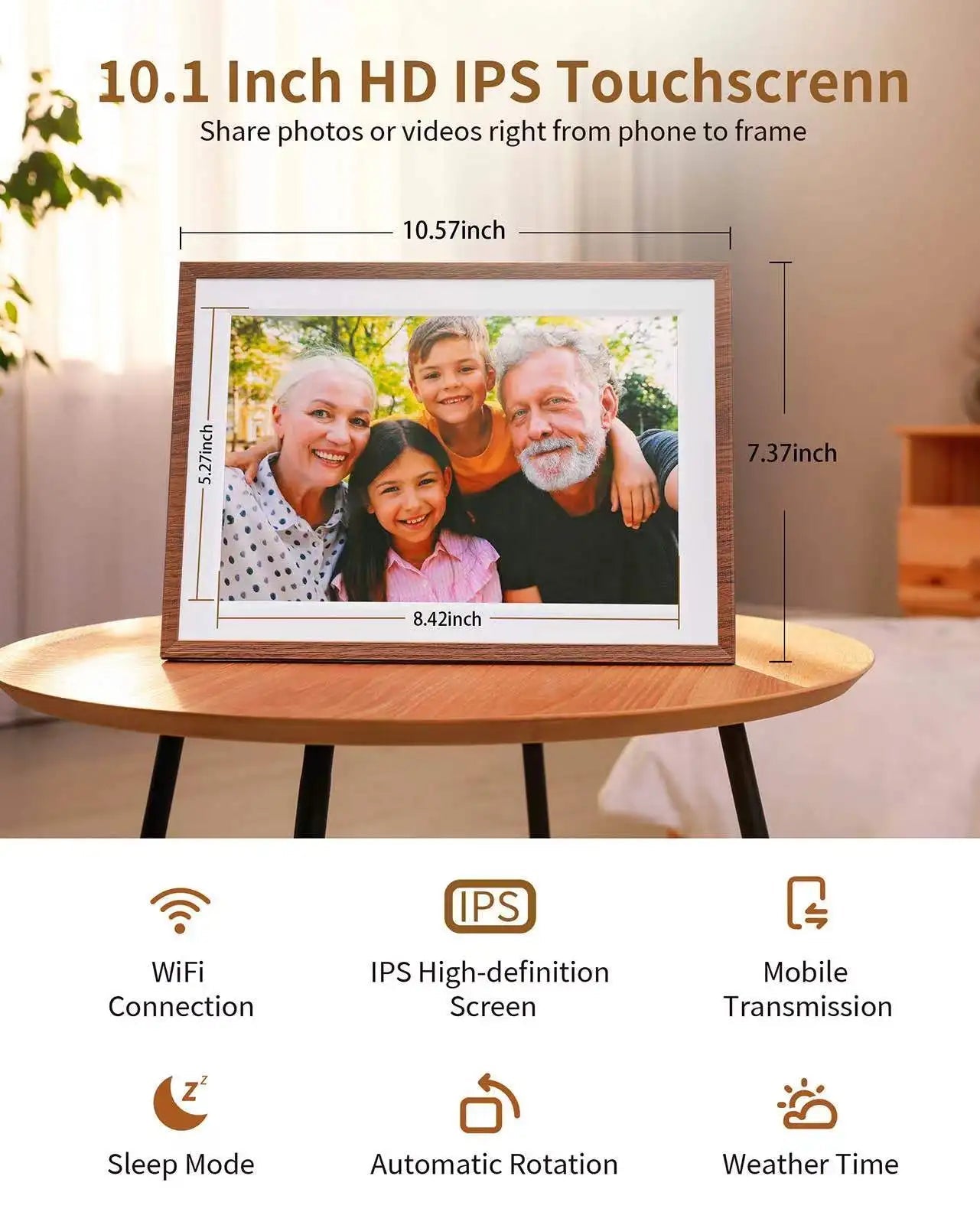 Frameo 10.1 Inch Digital Picture Frame，WiFi Electronic Frame，1280 * 800IPS HD Cloud Smart Digital Photo Frame,32GB Storage, Wall - Velvet Haven