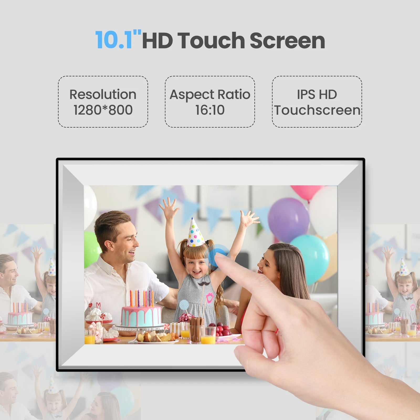 Frameo 10.1 Inch WiFi Digital Picture Frame 1280x800 HD IPS Touch Screen Digital Photo Frame Electronic 32GB Memory Auto-Rotate - Velvet Haven