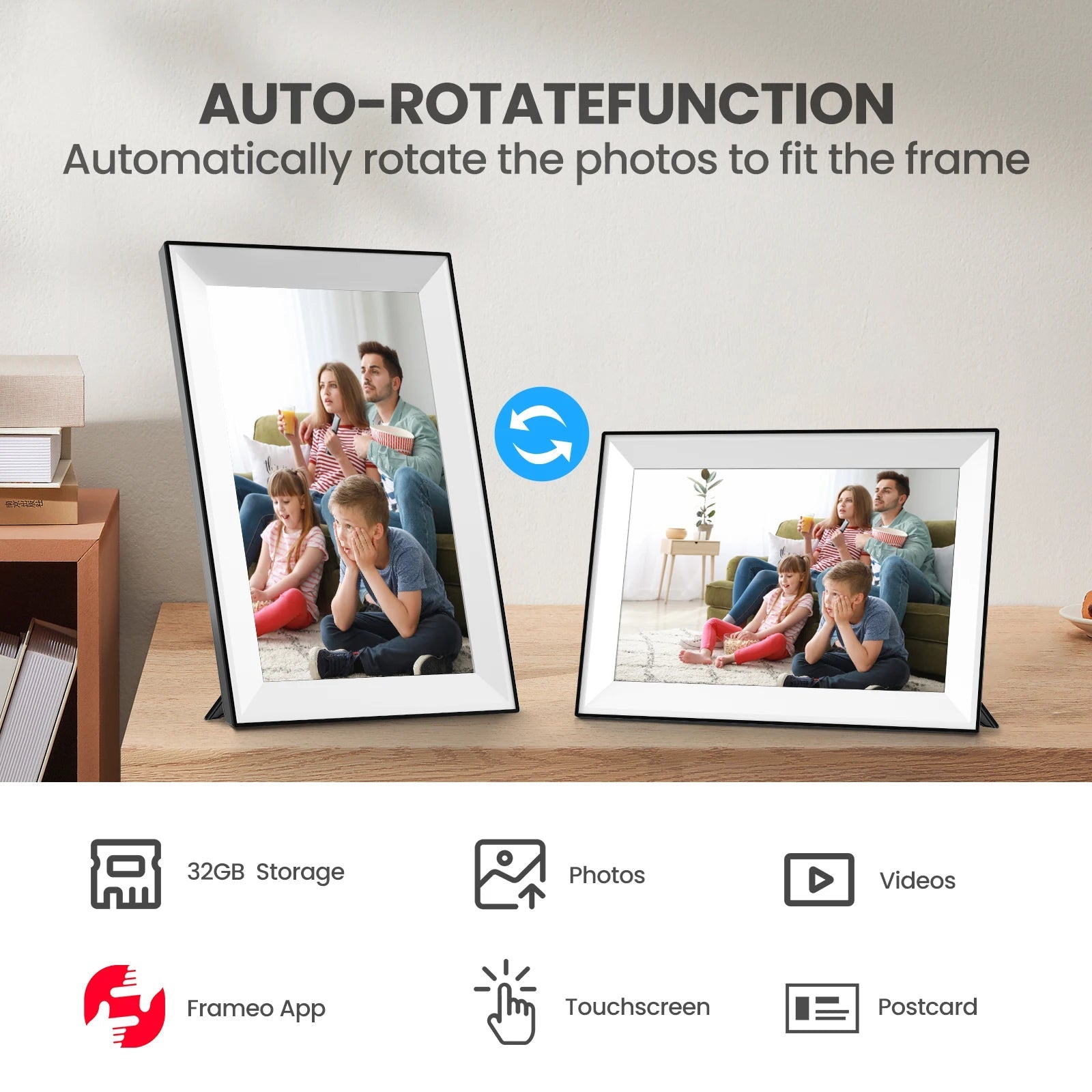 Frameo 10.1 Inch WiFi Digital Picture Frame 1280x800 HD IPS Touch Screen Digital Photo Frame Electronic 32GB Memory Auto-Rotate - Velvet Haven