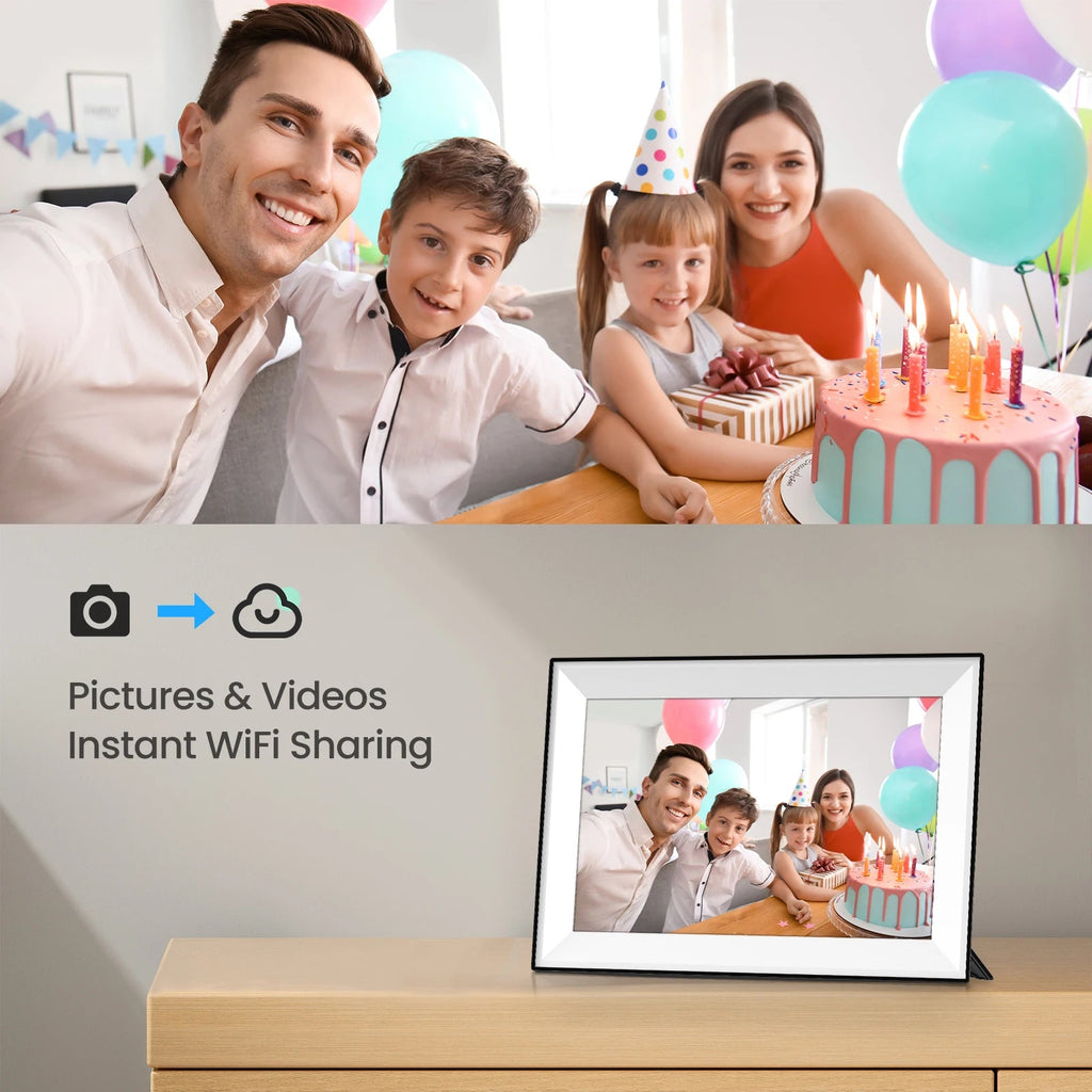 Frameo 10.1 Inch WiFi Digital Picture Frame 1280x800 HD IPS Touch Screen Digital Photo Frame Electronic 32GB Memory Auto-Rotate - Velvet Haven