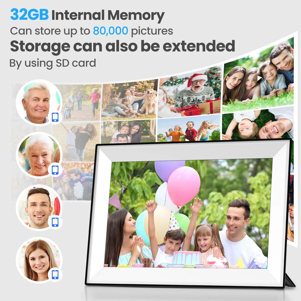 Frameo 10.1 Inch WiFi Digital Picture Frame 1280x800 HD IPS Touch Screen Digital Photo Frame Electronic 32GB Memory Auto-Rotate - Velvet Haven