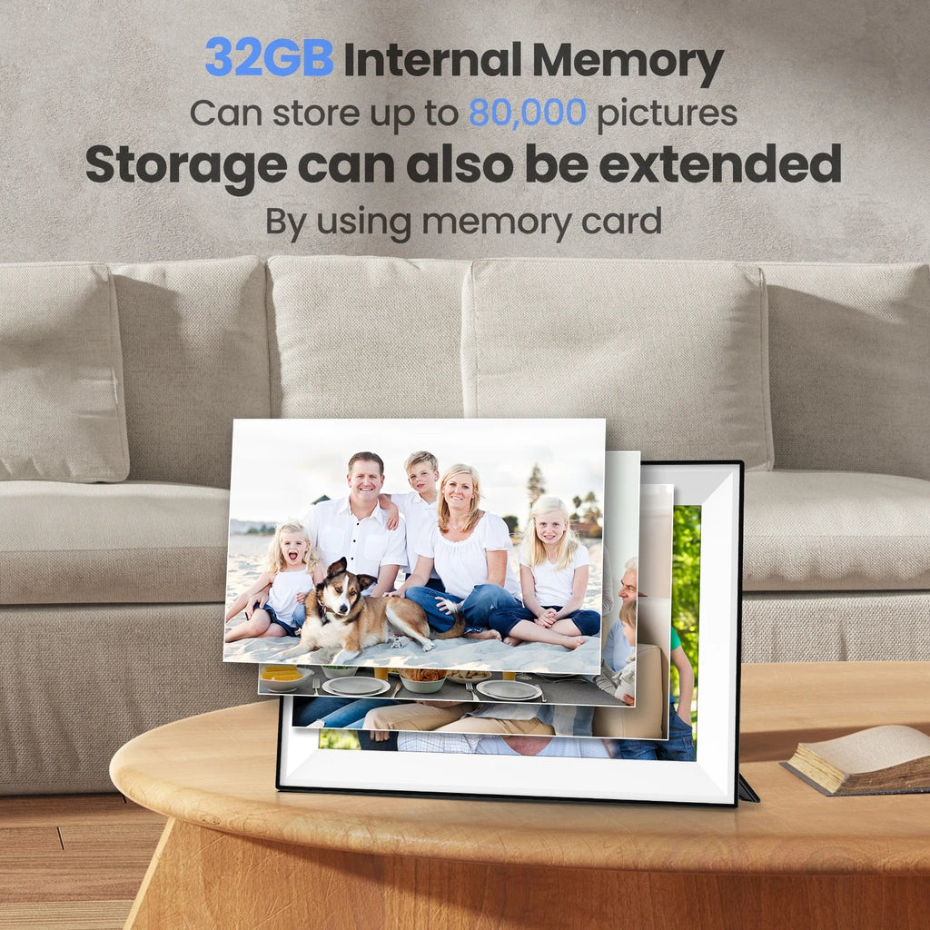 Frameo 10.1 Inch WiFi Digital Picture Frame 1280x800 HD IPS Touch Screen Digital Photo Frame Electronic 32GB Memory Auto-Rotate - Velvet Haven
