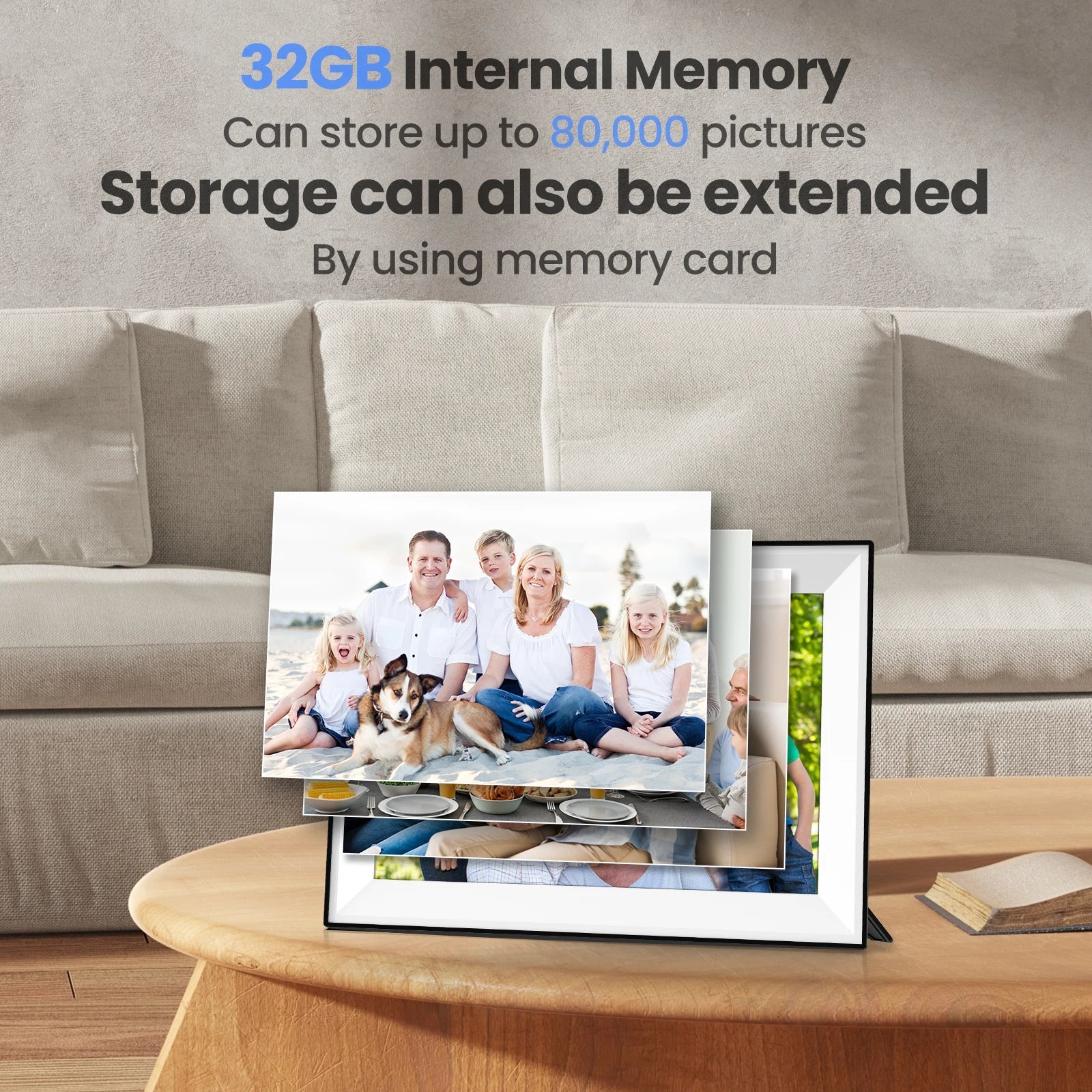 Frameo 10.1 Inch WiFi Digital Picture Frame 1280x800 HD IPS Touch Screen Digital Photo Frame Electronic 32GB Memory Auto-Rotate - Velvet Haven