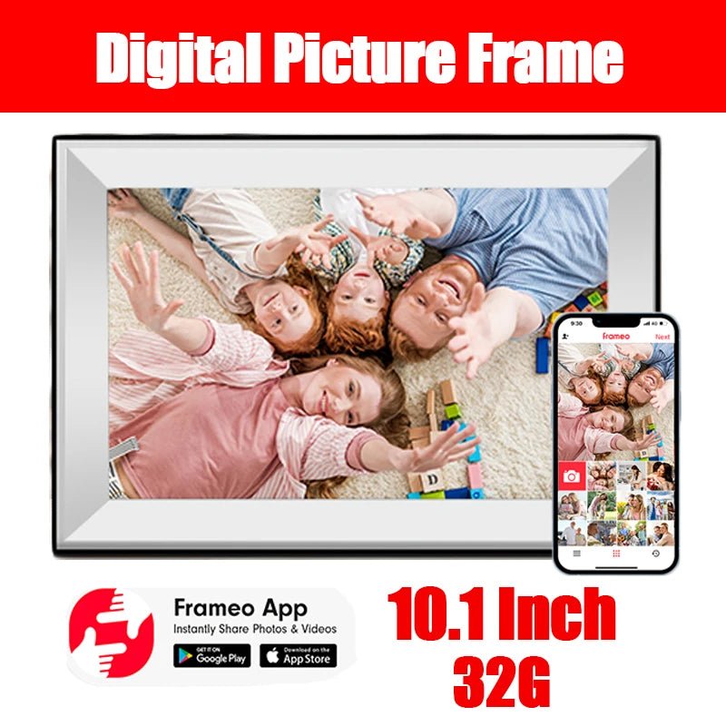 Frameo 10.1 Inch WiFi Digital Picture Frame 1280x800 HD IPS Touch Screen Digital Photo Frame Electronic 32GB Memory Auto-Rotate - Velvet Haven