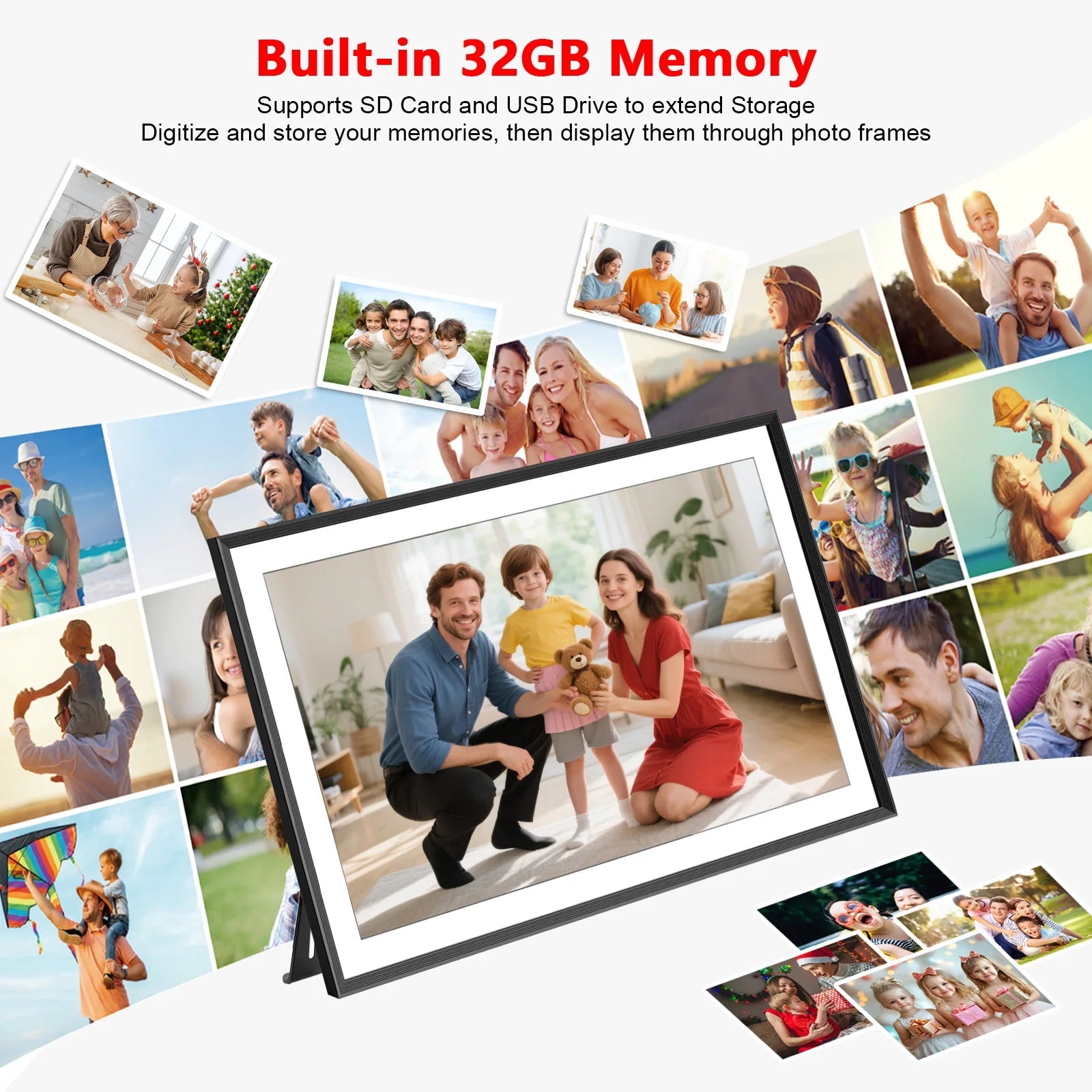 FRAMEO 15.6 Inch 32GB Large Digital Photo Frame, Digital Picture Frame WiFi, IPS HD Touch Screen, Photo Frame with Auto-Rotate - Velvet Haven